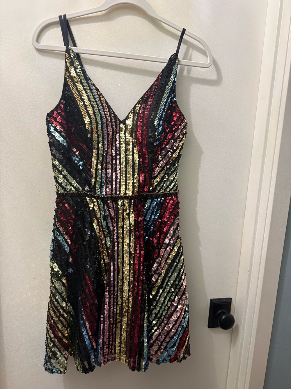 JVN Multicolor Sequin V-Neck Mini Dress